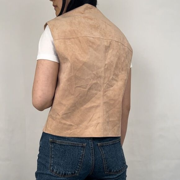 Vintage Blasssport for Saks Fifth Avenue Ultra Suede Beige Peach Vest - Picture 4 of 8